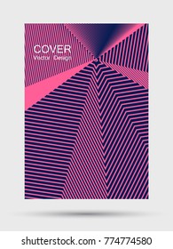 Retro party flyer design with hipster digital background. Balanced annual report cover trendy background. Halftone texture lines folder layout. Corporate report or party poster template in pink.