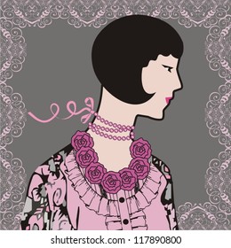 Retro party invitation design with a flapper girl (20's style)