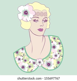 Retro party invitation design with a flapper girl (20's style)