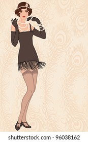 Retro party invitation design with  a flapper girl  (20's style)