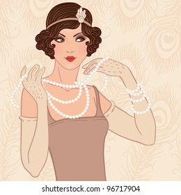 Retro party invitation design with  a flapper girl  (20's style)