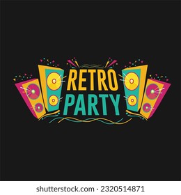 Retro Party Music Speakers Logo. Youth Party Background Logo Design