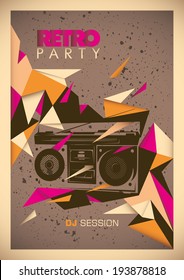 Retro Party Poster With Abstract Design. Vector Illustration.