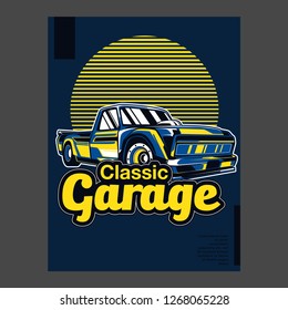 Retro party poster with car. Vector illustration - Vector 