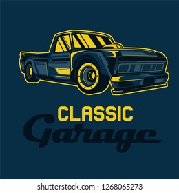 Retro party poster with car. Vector illustration - Vector 