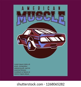 Retro party poster with car. Vector illustration - Vector 