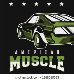 Retro party poster with car. Vector illustration - Vector 