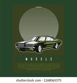Retro party poster with car. Vector illustration - Vector 