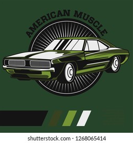 Retro party poster with car. Vector illustration - Vector 
