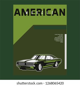 Retro party poster with car. Vector illustration - Vector 