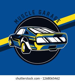 Retro party poster with car. Vector illustration - Vector 