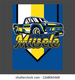 Retro party poster with car. Vector illustration - Vector 