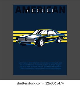 Retro party poster with car. Vector illustration - Vector 