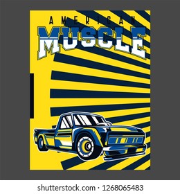 Retro party poster with car. Vector illustration - Vector 