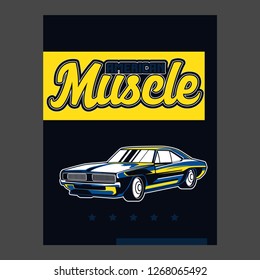 Retro party poster with car. Vector illustration - Vector 