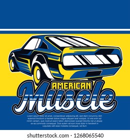 Retro party poster with car. Vector illustration - Vector 