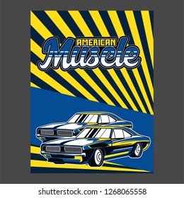 Retro party poster with car. Vector illustration - Vector 