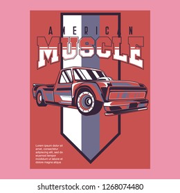Retro party poster with car. Vector illustration - Vector 