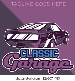 Retro party poster with car. Vector illustration - Vector 