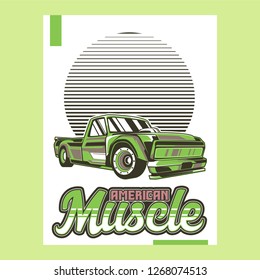 Retro party poster with car. Vector illustration - Vector 
