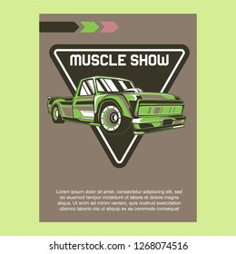 Retro party poster with car. Vector illustration - Vector 