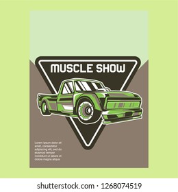 Retro party poster with car. Vector illustration - Vector 