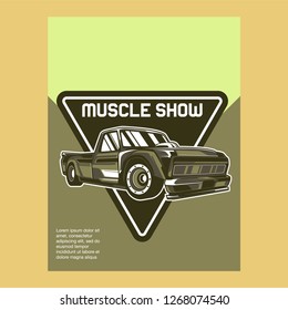 Retro party poster with car. Vector illustration - Vector 