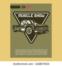 Retro party poster with car. Vector illustration - Vector 