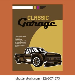 Retro party poster with car. Vector illustration - Vector 