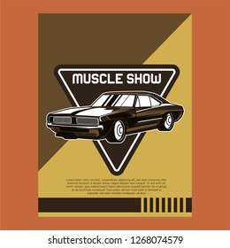 Retro party poster with car. Vector illustration - Vector 