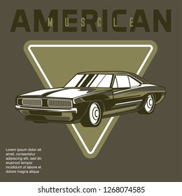 Retro party poster with car. Vector illustration - Vector 