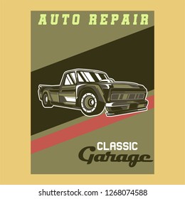 Retro party poster with car. Vector illustration - Vector 