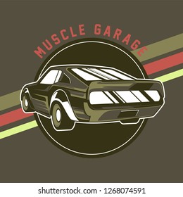 Retro party poster with car. Vector illustration - Vector 