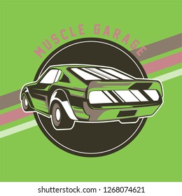 Retro party poster with car. Vector illustration - Vector 