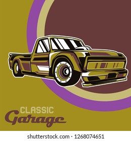 Retro party poster with car. Vector illustration - Vector 