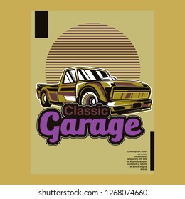 Retro party poster with car. Vector illustration - Vector 