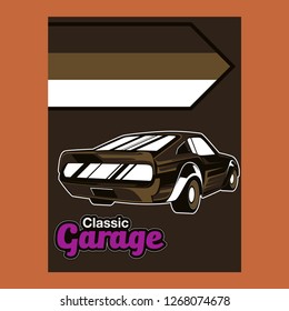 Retro party poster with car. Vector illustration - Vector 