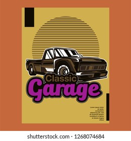 Retro party poster with car. Vector illustration - Vector 