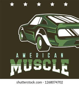 Retro party poster with car. Vector illustration - Vector 