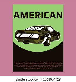 Retro party poster with car. Vector illustration - Vector 