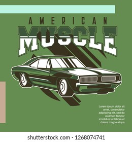 Retro party poster with car. Vector illustration - Vector 