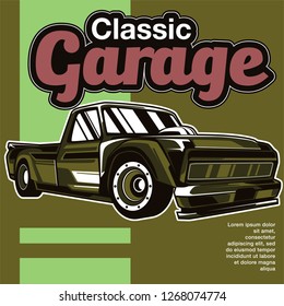 Retro party poster with car. Vector illustration - Vector 