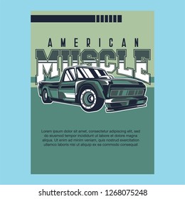 Retro party poster with car. Vector illustration - Vector 