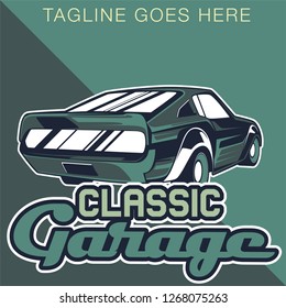 Retro party poster with car. Vector illustration - Vector 