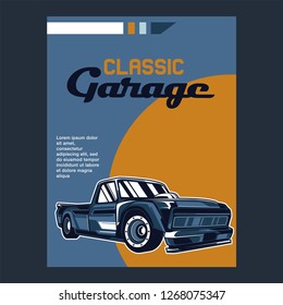 Retro party poster with car. Vector illustration - Vector 