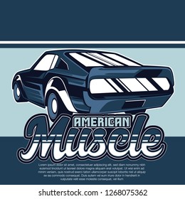 Retro party poster with car. Vector illustration - Vector 