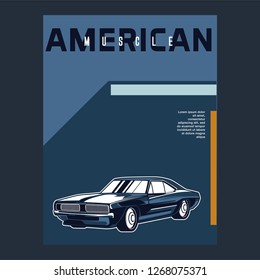 Retro party poster with car. Vector illustration - Vector 