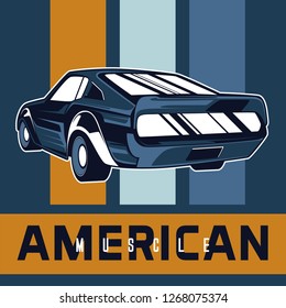 Retro party poster with car. Vector illustration - Vector 