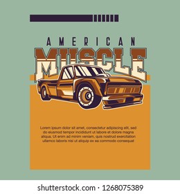 Retro party poster with car. Vector illustration - Vector 