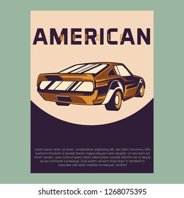 Retro party poster with car. Vector illustration - Vector 